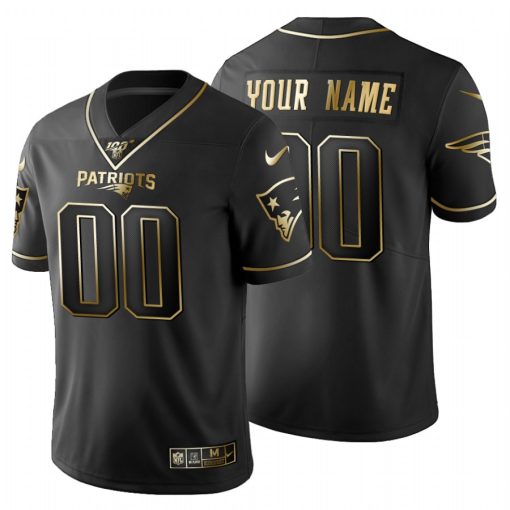 Custom New England Patriots Black Golden Limited 100 Jersey