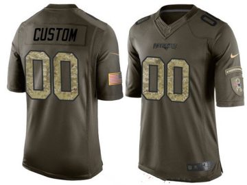 Custom New England Patriots Olive Camo Salute To Service Veterans Day Limited Jersey