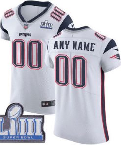 Custom New England Patriots Vapor Untouchable Super Bowl LIII Bound Elite White Road Jersey