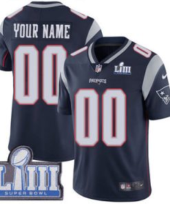 Custom New England Patriots Vapor Untouchable Super Bowl LIII Bound Limited Navy Blue Home Jersey