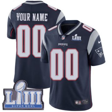 Custom New England Patriots Vapor Untouchable Super Bowl LIII Bound Limited Navy Blue Home Jersey