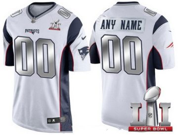 Custom New England Patriots White Steel Silver 2017 Super Bowl LI Limited Jersey