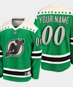 Custom New Jersey Devils 2021 St Patrick's Day Green Jersey