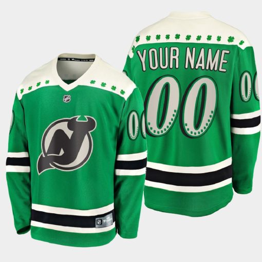 Custom New Jersey Devils 2021 St Patrick's Day Green Jersey