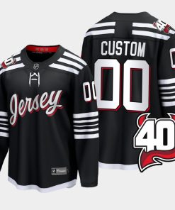 Custom New Jersey Devils 2022-23 40th Anniversary Alternate Black Jersey