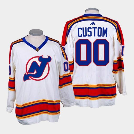 Custom New Jersey Devils 2022-23 Reverse Retro 20 White Jersey