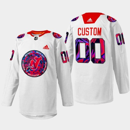 Custom New Jersey Devils Gender Equality Night White Warm-up 2022 Jersey