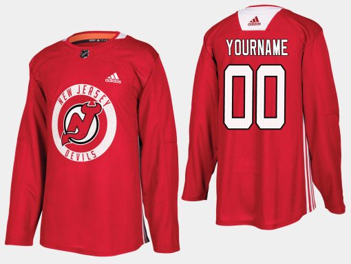 Custom New Jersey Devils Home Player Practice Red Jersey