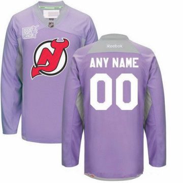 Custom New Jersey Devils Purple Pink Hockey Fights Cancer Practice Jersey