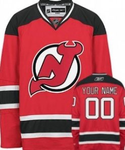 Custom New Jersey Devils Red With Black Jersey