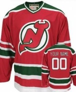 Custom New Jersey Devils Red With Green Jersey
