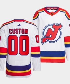 Custom New Jersey Devils White 2022-23 Reverse Retro Stitched Jersey