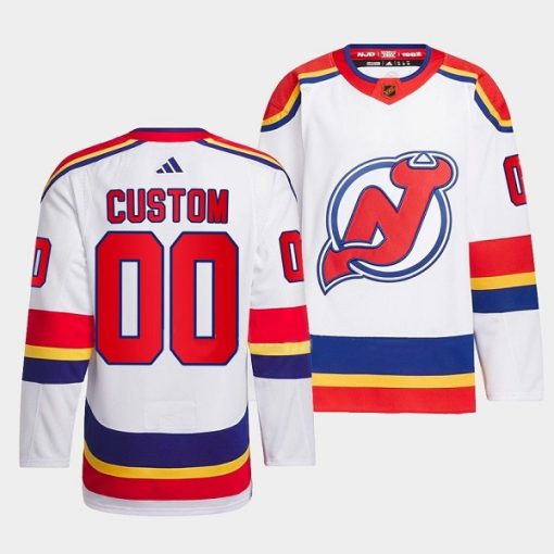 Custom New Jersey Devils White 2022-23 Reverse Retro Stitched Jersey