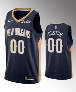 Custom New Orleans Pelicans Active Player Navy Icon Edition Stitched Jersey