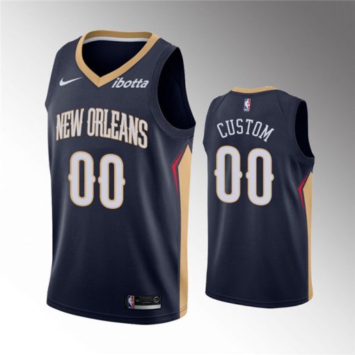 Custom New Orleans Pelicans Active Player Navy Icon Edition Stitched Jersey