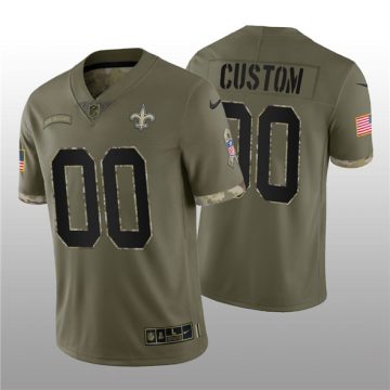 Custom New Orleans Saints Active Player 2022 Olive Salute To Service Limited Stitched Jersey
