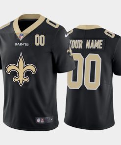 Custom New Orleans Saints Black Team Big Logo Number Vapor Untouchable Limited Jersey
