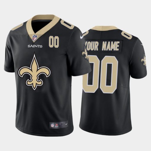 Custom New Orleans Saints Black Team Big Logo Number Vapor Untouchable Limited Jersey