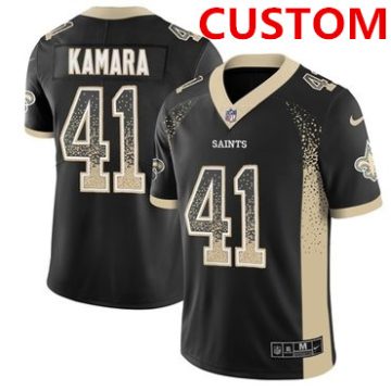 Custom New Orleans Saints Black Team Color Stitched Limited Rush Drift Fashion Jersey