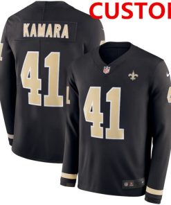 Custom New Orleans Saints Black Team Color Stitched Limited Therma Long Sleeve Jersey