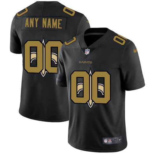 Custom New Orleans Saints Team Logo Dual Overlap Limited Jersey Black