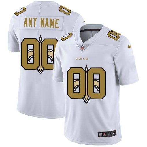 Custom New Orleans Saints White Team Big Logo Vapor Untouchable Limited Jersey