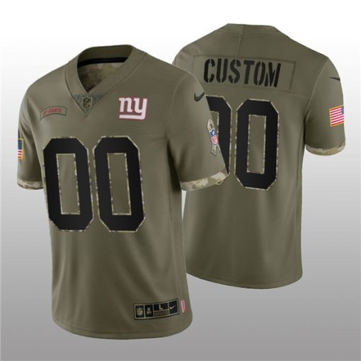 Custom New York Giants Active Player 2022 Olive Salute To Service Limited Stitched Jersey