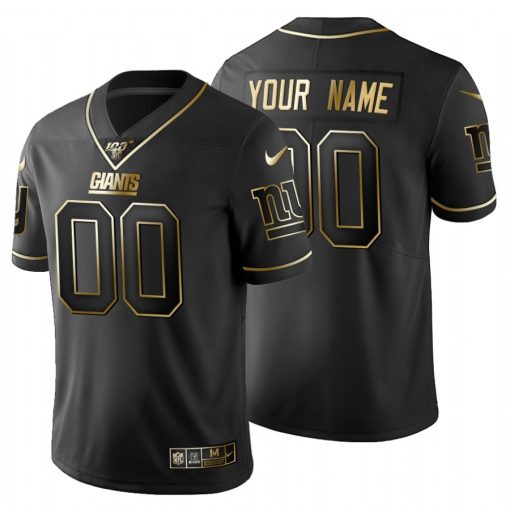 Custom New York Giants Black Golden Limited 100 Jersey