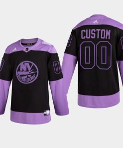 Custom New York Islanders 2021 Hockey Fights Cancer Night Purple Jersey