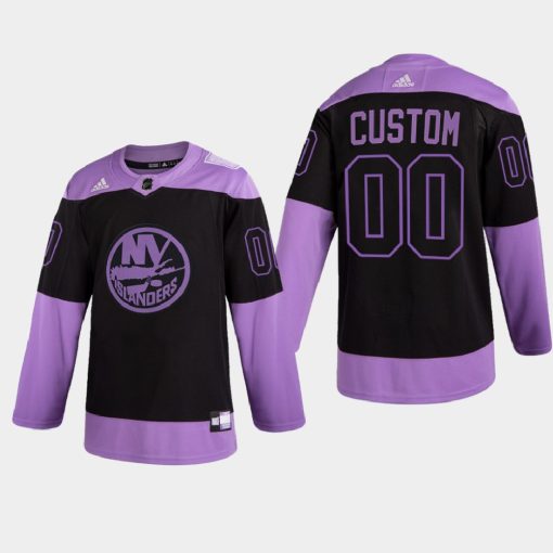 Custom New York Islanders 2021 Hockey Fights Cancer Night Purple Jersey