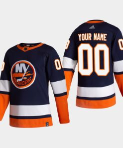 Custom New York Islanders 2021 Season Reverse Retro Special Edition Blue Jersey
