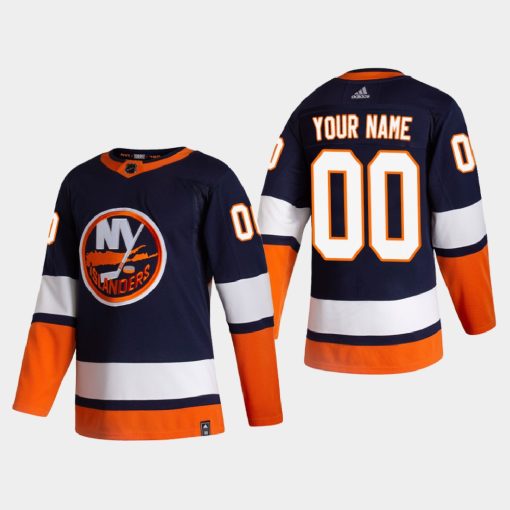 Custom New York Islanders 2021 Season Reverse Retro Special Edition Blue Jersey