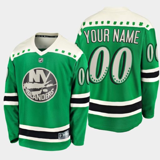 Custom New York Islanders 2021 St Patrick's Day Green Jersey