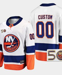 Custom New York Islanders 2022-23 50th Anniversary White Jersey Away