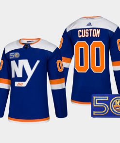 Custom New York Islanders 50th Anniversary Royal Alternate Jersey