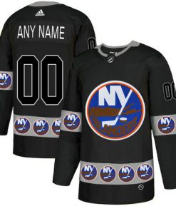 Custom New York Islanders Black Team Logos Fashion Jersey