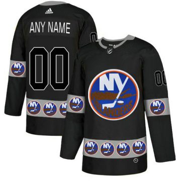 Custom New York Islanders Black Team Logos Fashion Jersey