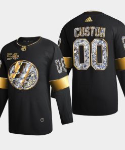 Custom New York Islanders Golden Diamond Black 2022-23 Jersey 50th Anniversary