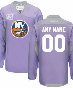 Custom New York Islanders Purple Pink Hockey Fights Cancer Practice Jersey