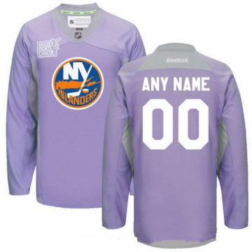 Custom New York Islanders Purple Pink Hockey Fights Cancer Practice Jersey