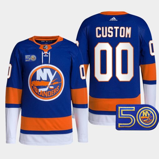 Custom New York Islanders Royal Jersey 50th Anniversary Primegreen Authentic