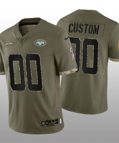 Custom New York Jets Active Player 2022 Olive Salute To Service Limited Stitched Jersey