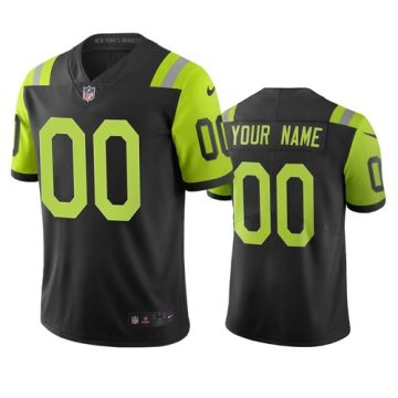 Custom New York Jets Black Green Vapor Limited City Edition Football Jersey