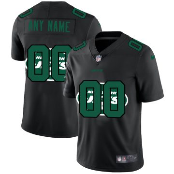 Custom New York Jets Team Logo Dual Overlap Limited Football Jersey Black