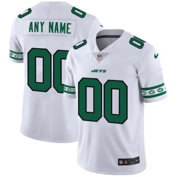 Custom New York Jets White Team Logo Vapor Limited Football Jersey