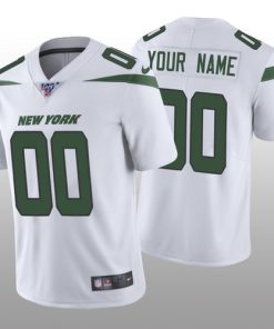 Custom New York Jets White Vapor Limited 100th Season Jersey