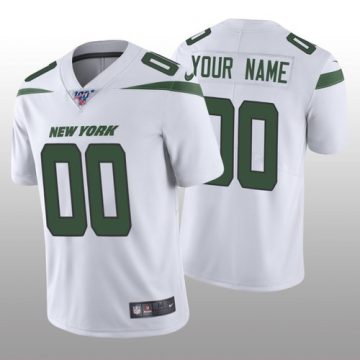 Custom New York Jets White Vapor Limited 100th Season Jersey