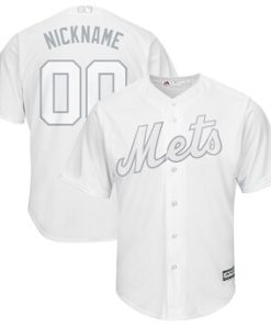 Custom New York Mets 2019 Players' Weekend Cool Base Roster White Jersey