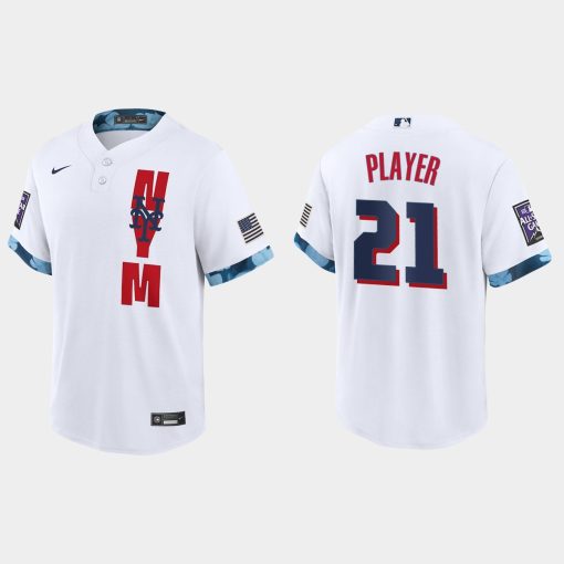 Custom New York Mets 2021 All-star Game Cool Base Jersey White