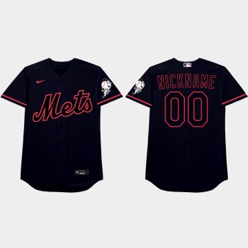 Custom New York Mets 2021 Players' Weekend Nickname Jersey Black